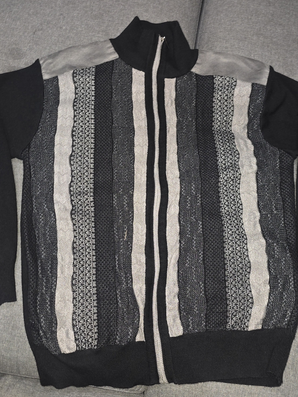 Michael Irvin 88 Sweater Mens XL Full Zip Patchwork Grandpa Cardigan Jacket